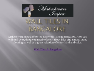 Wall Tiles in Bangalore