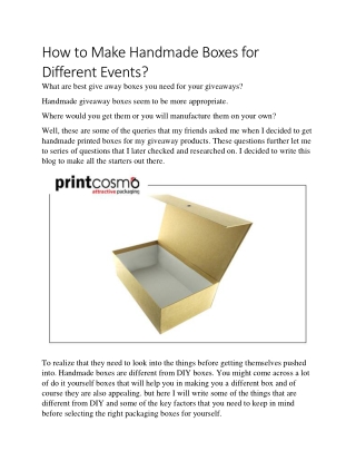 How to Make Handmade Boxes for Different Events
