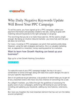 Why Daily Negative Keywords Update Will Boost Your PPC Campaign