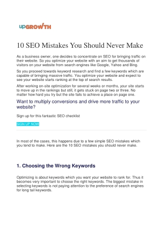 10 SEO Mistakes You Should Never Make