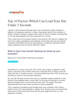 Top 10 Factors Which Can Load Your Site Under 3 Seconds