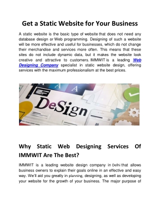 Get a Static Website for Your Business