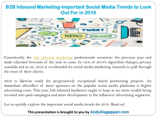 B2B Inbound Marketing-Important Social Media Trends to Look Out For in 2019