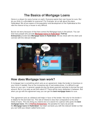 The Basics of Mortgage Loans