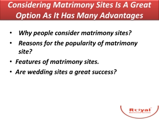 Considering Matrimony Sites Is A Great Option As It Has Many Advantages