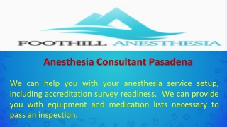 Anesthesia Consultant Pasadena