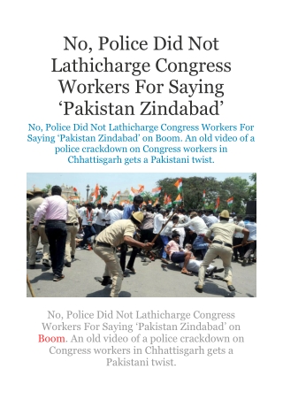 No, Police Did Not Lathicharge Congress Workers for Saying ‘Pakistan Zindabad’