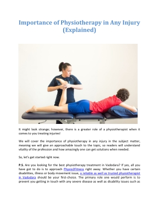 Importance of Physiotherapy in Any Injury (Explained)