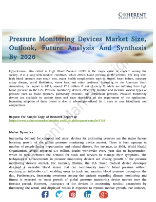 Pressure Monitoring Devices Market Opportunities Rise For Stakeholders by 2026