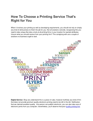How To Choose a Printing Service That's Right for You