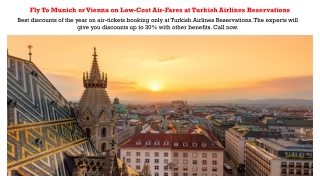 Fly To Munich or Vienna on Low-Cost Air-Fares at Turkish Airlines Reservations