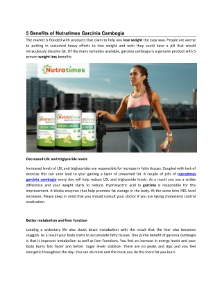 Benefits of nutratimes garcinia cambogia