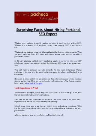 Surprising Facts About Hiring Portland SEO Expert