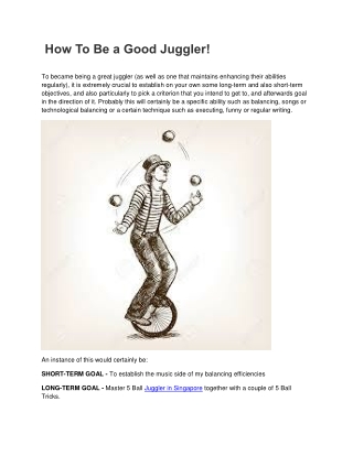 How To Be a Good Juggler!