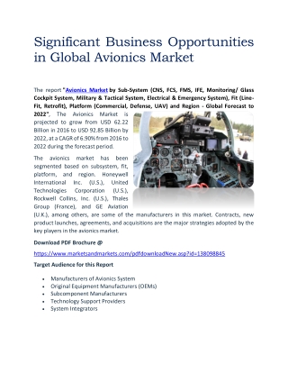 Significant Business Opportunities in Global Avionics Market