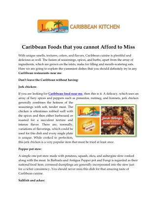 Caribbean Foods that you cannot Afford to Miss