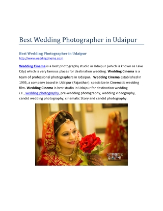 Best Wedding Photographer in Udaipur