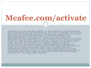 McAfee.com/Activate - McAfee Antivirus Product Online Key