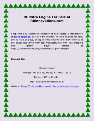 RC Nitro Engine For Sale at RBinnovations.com