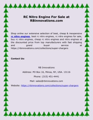 RC Nitro Engine For Sale at RBinnovations.com