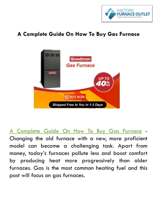 A Complete Guide On How To Buy Gas Furnace