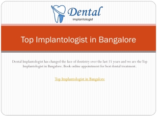 Top Implantologist in Bangalore