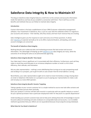 Salesforce Data Integrity & How to Maintain it?
