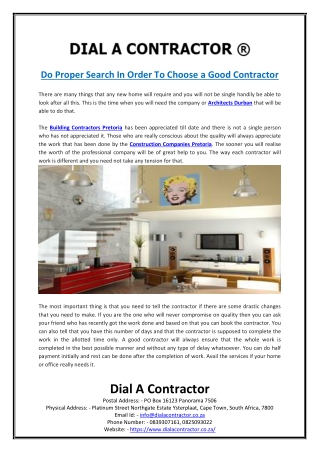 Do Proper Search In Order To Choose a Good Contractor