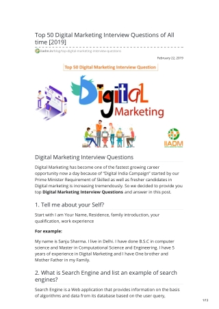 Digital Marketing Interview Questions SEO, SMO, SEM, SMM, PCC, ORM etc.