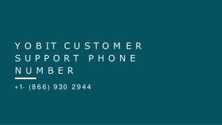Yobit Customer Support 1- (866) (930) (2944) Phone Number