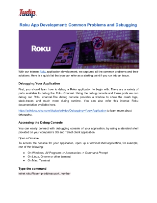 Roku App Development: Common Problems and Debugging