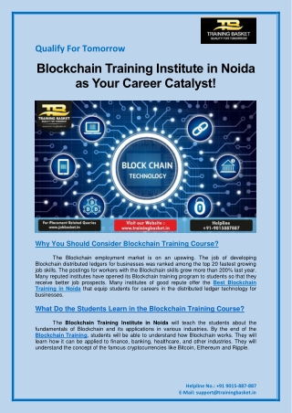 Blockchain Training Institute in Noida as Your Career Catalyst!