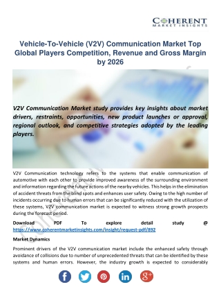 Vehicle-To-Vehicle (V2V) Communication Market Recent Developments, Business Growth, Trends, Top Manufactures and Forecas