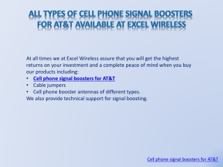 All Types Of Cell Phone Signal Boosters For AT&T Available At Excel Wireless