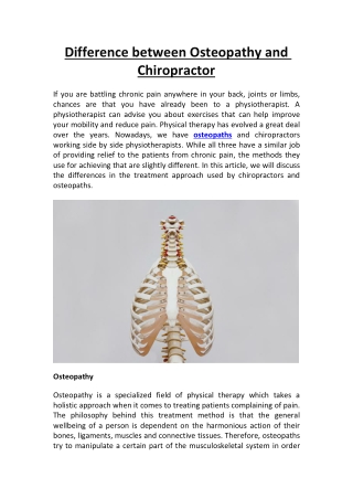 Difference between Osteopathy and Chiropractor