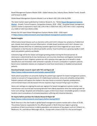 Bowel Management Systems Market is set to Reach US$ 2,391.4 Mn by 2026