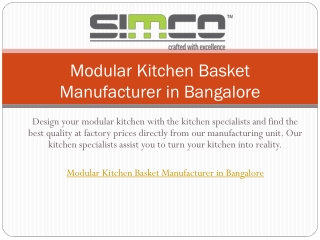 Modular Kitchen Basket Manufacturer in Bangalore