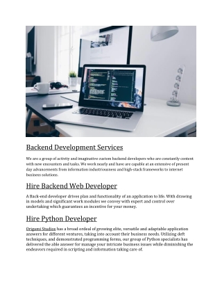 Hire Back End Developer