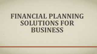 Financial Planning Solutions for Business