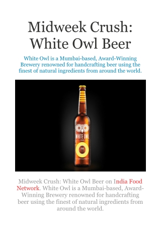 Midweek Crush - White Owl Beer