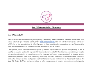 Best IVF Centre Delhi | Elawoman