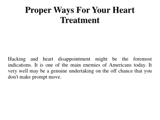 Proper Ways For Your Heart Treatment