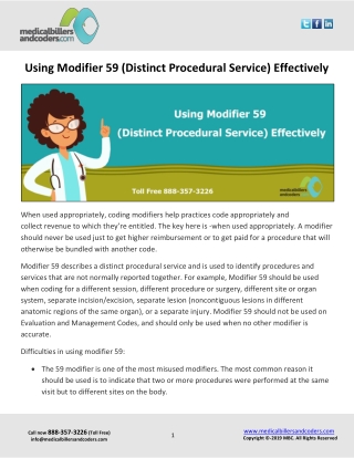 Using Modifier 59 (Distinct Procedural Service) Effectively