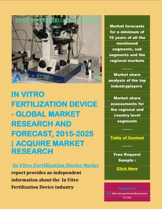 In Vitro Fertilization Device - Global Market Research and Forecast, 2015-2025