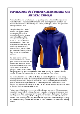 Top Reasons Why Personalised Hoodies Are An Ideal Uniform