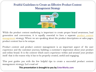 Fruitful Guidelines to Create an Effective Product Content Management Strategy