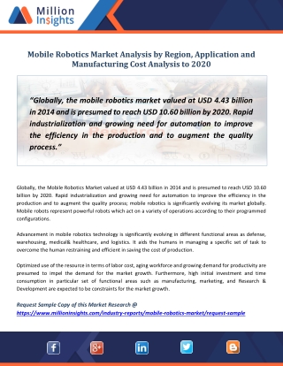 Mobile Robotics Market Size & Forecast Report, 2012 - 2020