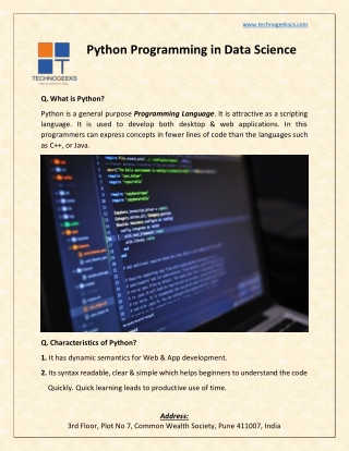 Python Programming in Data Science