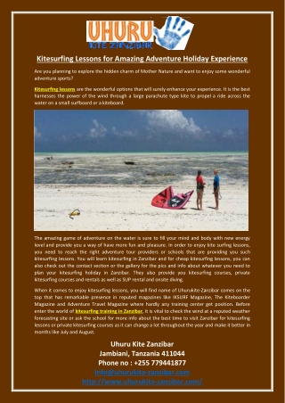 Kitesurfing Lessons for Amazing Adventure Holiday Experience