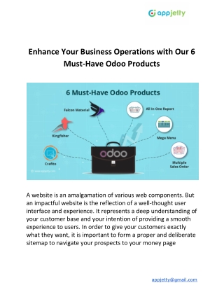 Enhance Your Business Operations with Our 6 Must-Have Odoo Products